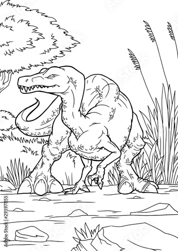 Coloring book, Velociraptor dinosaur, coloring © Михаил Пенькевич