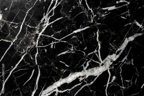 White pattern natural detailed of black marble (Marquina) texture for interior or product design. Abstract background.