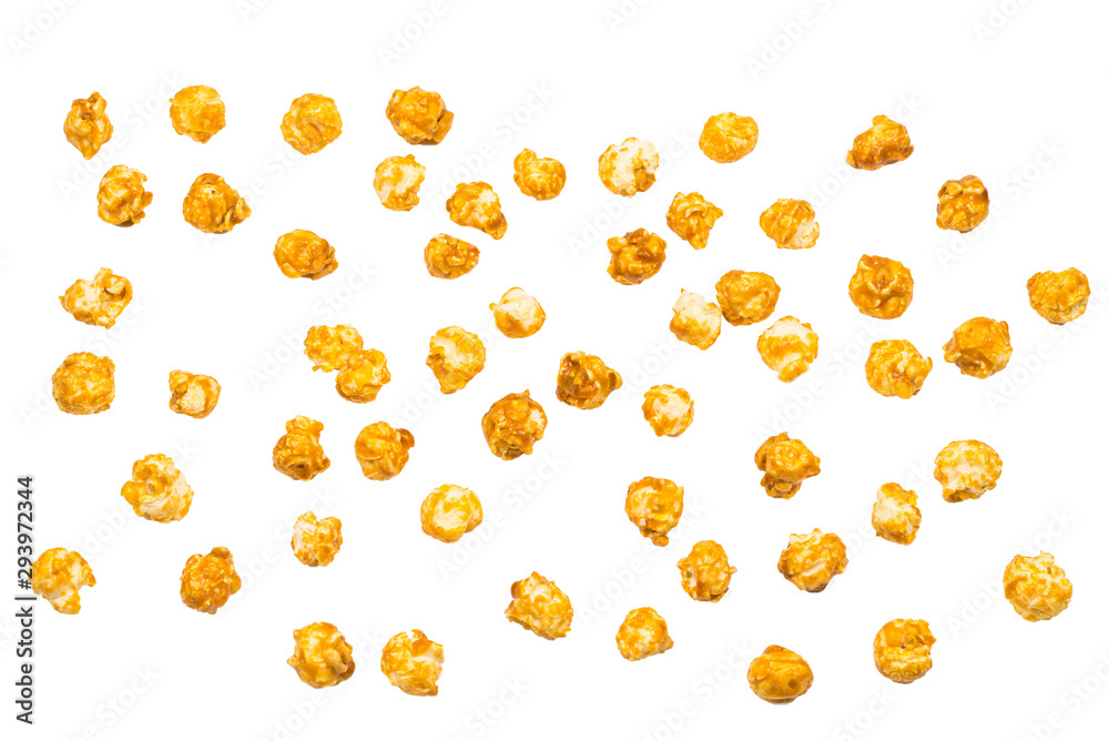 Caramel pop corn isolated on white background. Caramel pop corn isolated on white background.