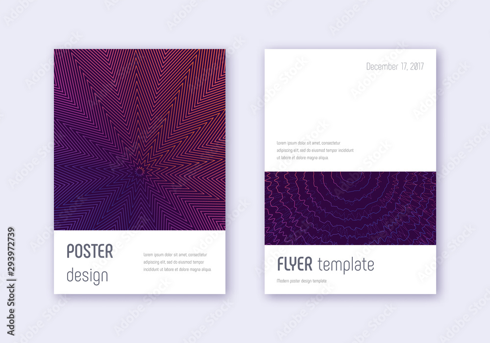 Fototapeta premium Minimalistic cover design template set. Violet abs