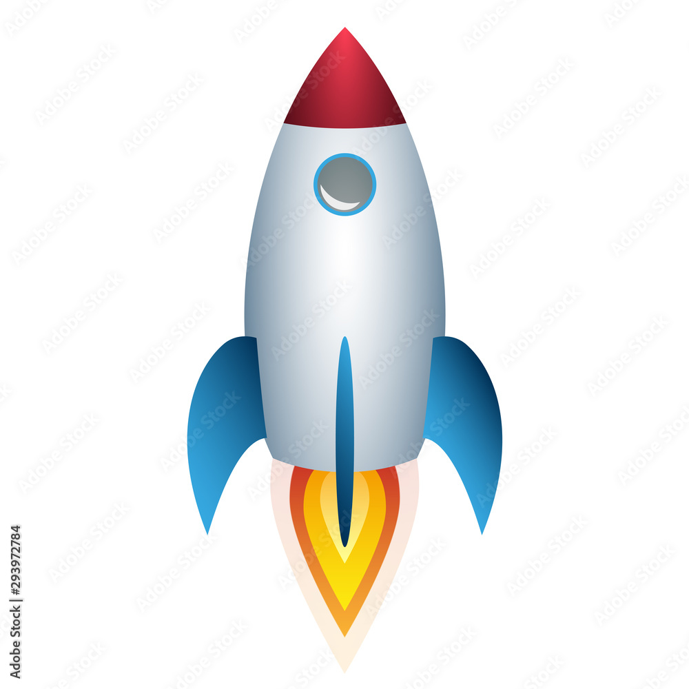 colorful space rocket in flight isolated on white vector illustration colorful space rocket in flight isolated on white vector illustration