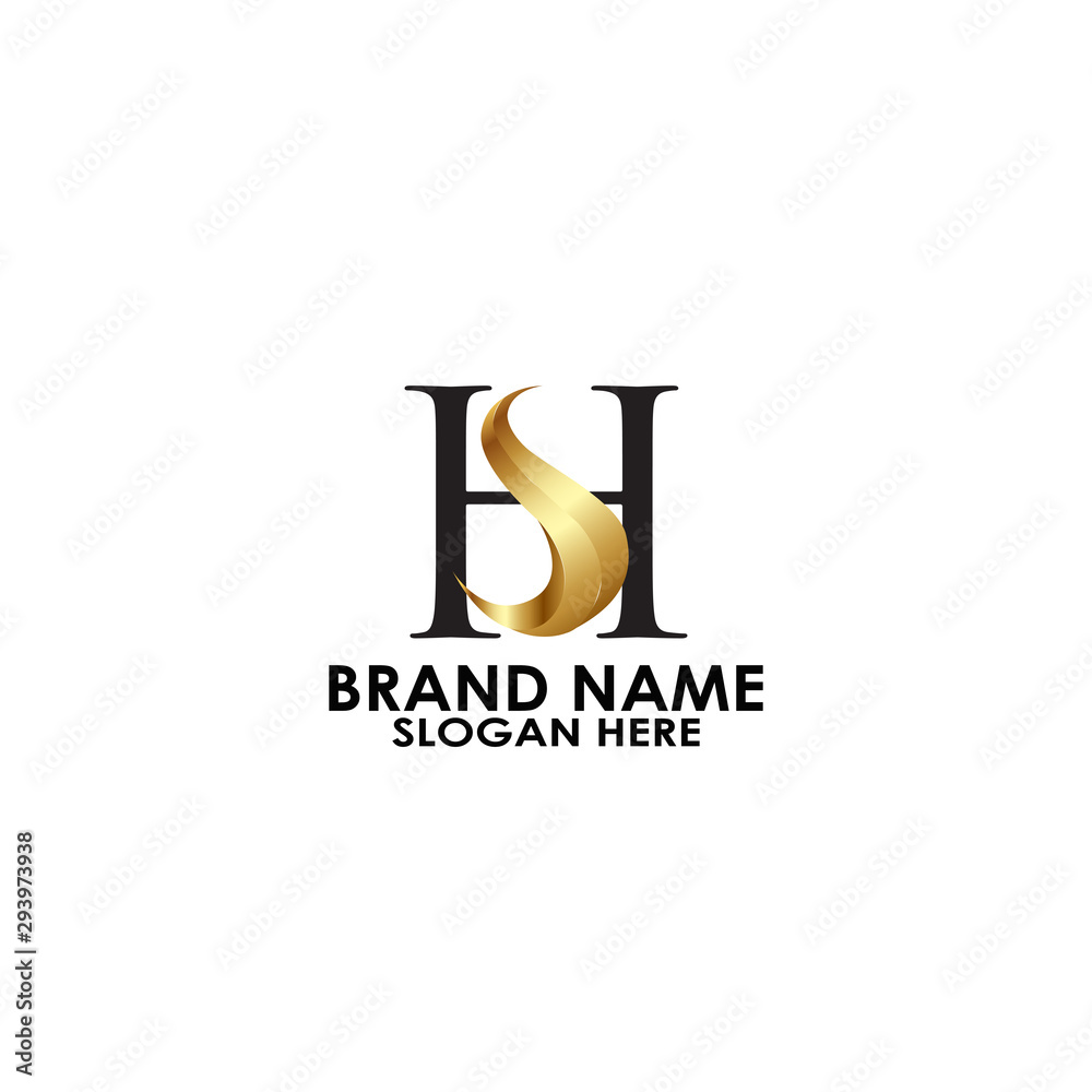 logo letter h with s custome luxury gold template vector design logo letter h with s custome luxury gold template vector design