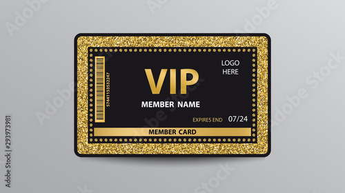 Golden VIP card with glitter