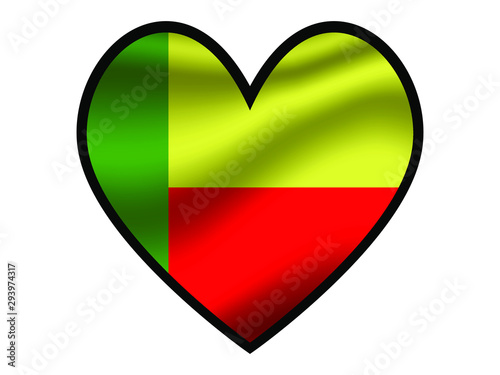 Free Download Benin National flag inside Big heart. Original color and proportion. vector illustration, from world countries of all continent set. Isolated on white background - GFXLoad