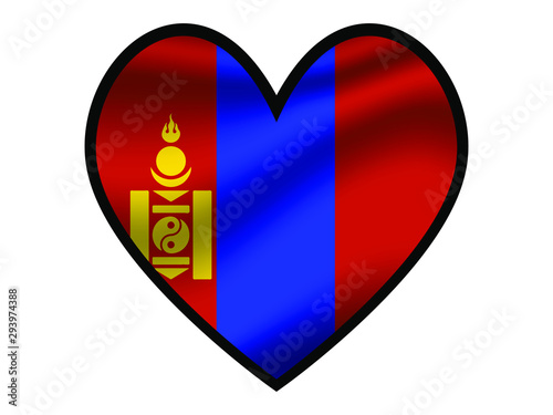 Free Download Mongolia National flag inside Big heart. Original color and proportion. vector illustration, from world countries of all continent set. Isolated on white background - GFXLoad