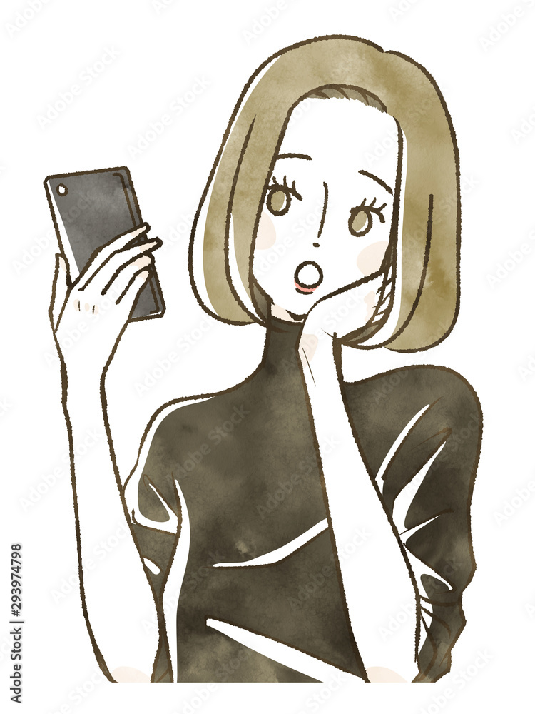 スマホを手に頬杖をつく女性 Stock イラスト Adobe Stock スマホを手に頬杖をつく女性 Stock イラスト Adobe Stock