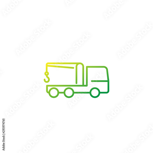 Car towing truck line icon, vector