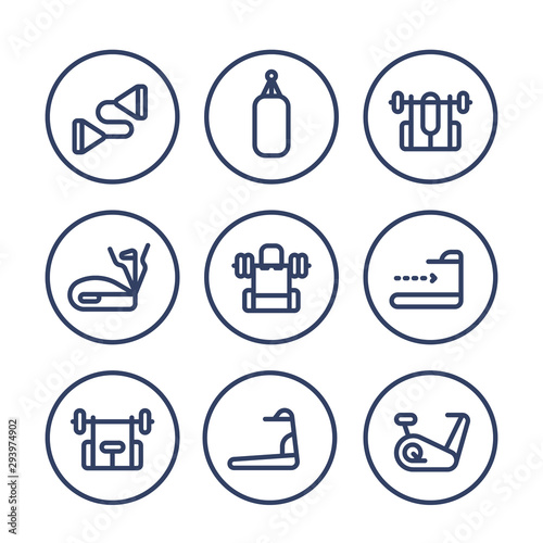 gym training line icons set