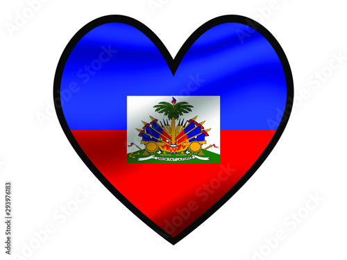 Haiti National flag inside Big heart. Original color and proportion. vector illustration, from world countries of all continent set. Isolated on white background