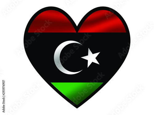 Free Download Libya National flag inside Big heart. Original color and proportion. vector illustration, from world countries of all continent set. Isolated on white background - GFXLoad