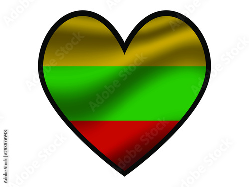 Free Download Lithuania National flag inside Big heart. Original color and proportion. vector illustration, from world countries of all continent set. Isolated on white background - GFXLoad