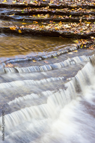 Water flowing over shale stone