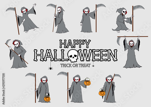 collection set of halloween monster costume Devil