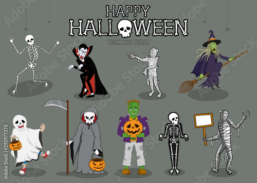 collection set of halloween monster costume