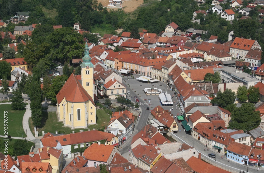 Samobor - city in Croatia, aerial view