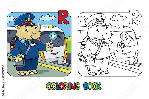 Rhino railroader coloring book. Animal Alphabet R © passengerz