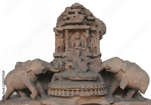 Jina attended by elephants, from 11th century found in Madhya Pradesh now exposed in the Indian Museum in Kolkata photo