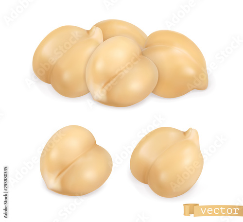 Chickpea, gram. 3d realistic vector
