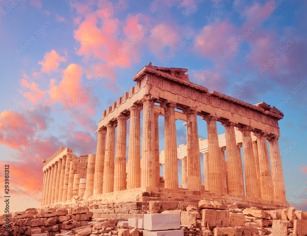 Naklejka premium Parthenon temple on a sunset, the Acropolis in Athens, Greece