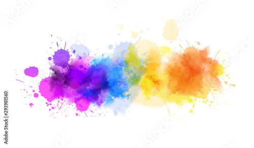 Multicolored splash watercolor blot line