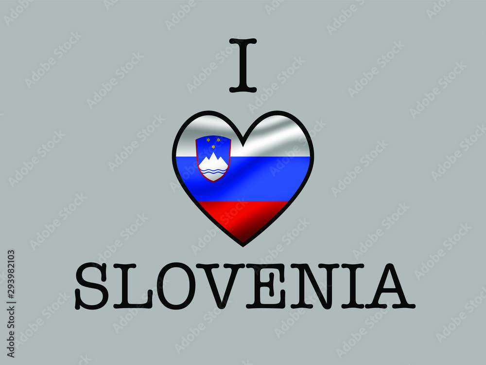 Slovenia National flag inside Big heart and meaning i love. Original color and proportion. vector illustration, world countries from set. Isolated on white background Slovenia National flag inside Big heart and meaning i love. Original color and proportion. vector illustration, world countries from set. Isolated on white background