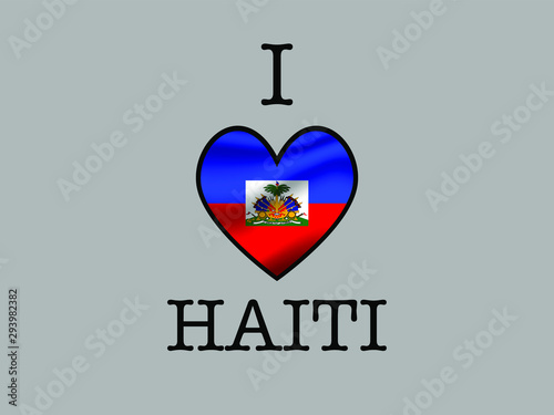 Haiti National flag inside Big heart and meaning i love. Original color and proportion. vector illustration, world countries from set. Isolated on white background