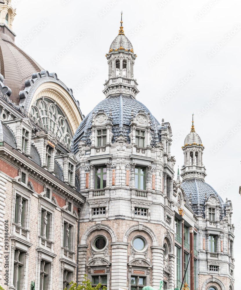Towers of the Antwerp train station, Belgium, July 14, 2019.