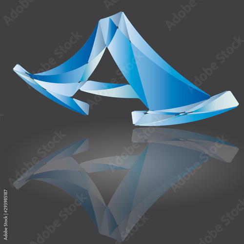 Polygonbuchstabe A blau Bogen