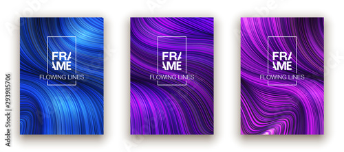 Fashion poster million thin lines luxury design. Liquid wave lines fashion background. Beautiful flowing drape textiles from many thin fibers. Vector illustration vogue drape banner EPS10 set
