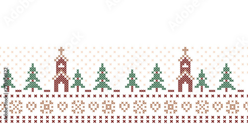 Vector cross stitch christmas elements seamless