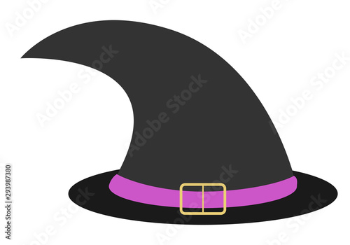 Sombrero negro de bruja sobre fondo blanco.