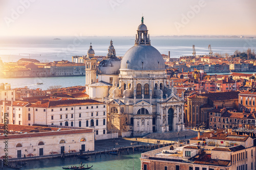 Print op canvas Aerial View of the Grand Canal and Basilica Santa Maria della Salute, Venice, Italy