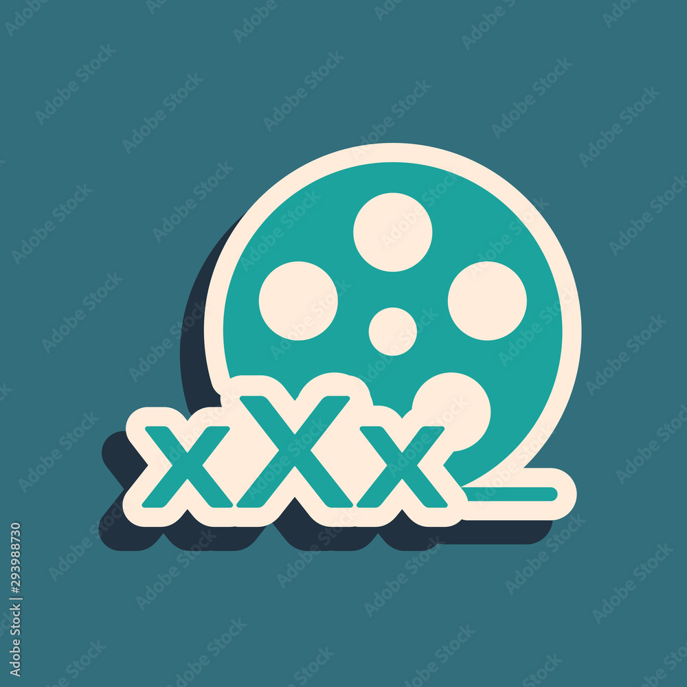 Green Film reel with inscription XXX icon isolated on blue background. Age  restriction symbol. 18 plus content sign. Adult channel. Long shadow style.  Vector Illustration Stock Vector | Adobe Stock