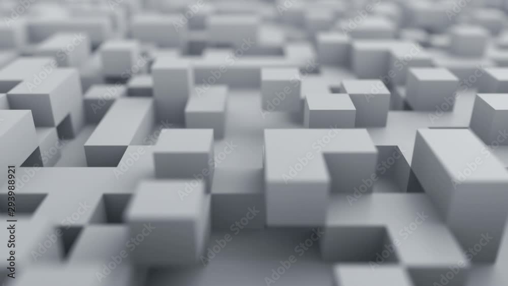 Abstract 3d render, geometric background with cubes, modern animation, motion design, 4k seamless looped video