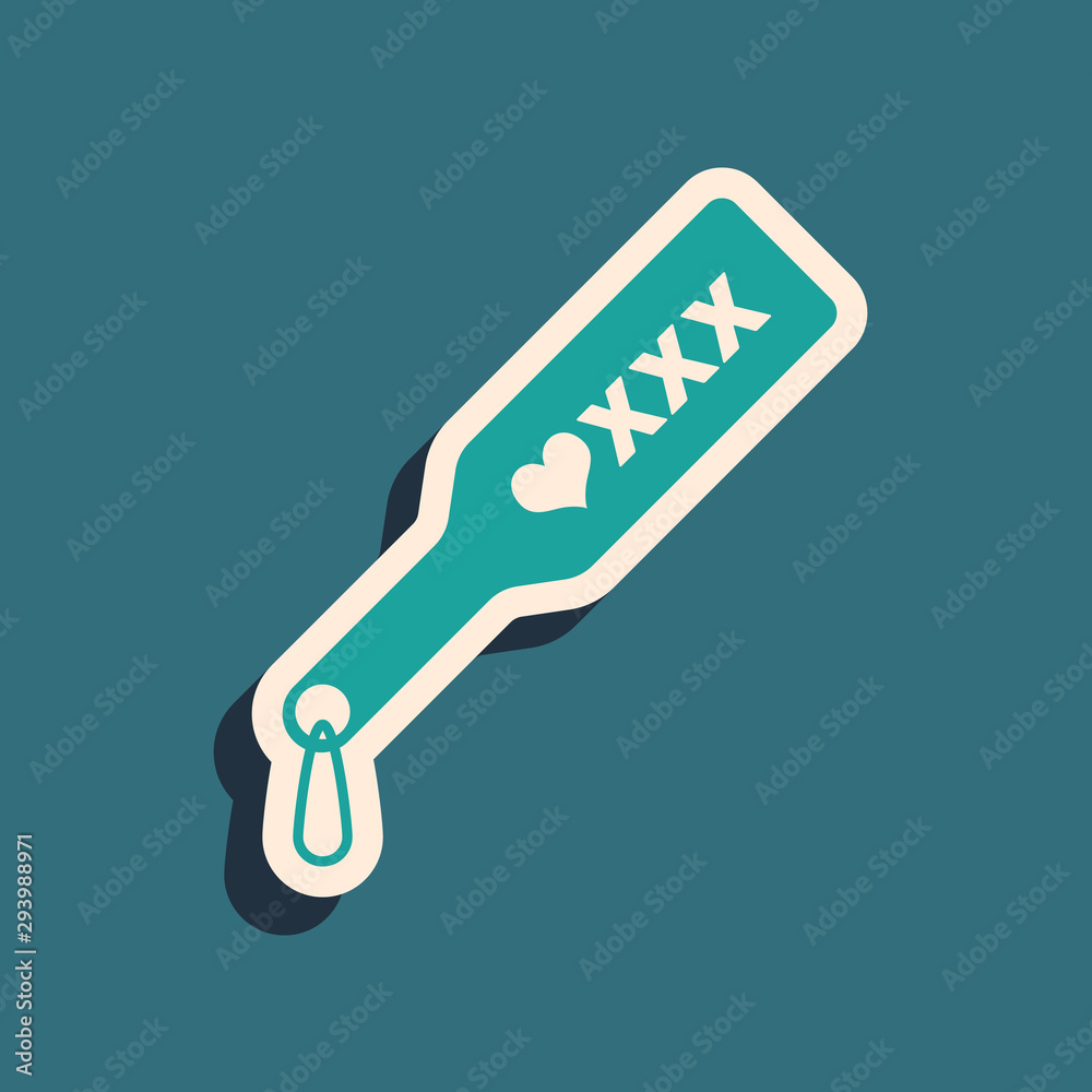 Green Spanking paddle icon isolated on blue background. Fetish accessory.  Sex toy for adult. Long shadow style. Vector Illustration Stock Vector |  Adobe Stock