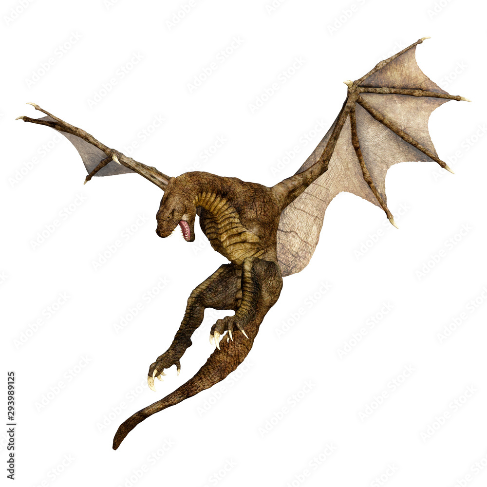 Fototapeta premium 3D Rendering Fairy Tale Dragon on White