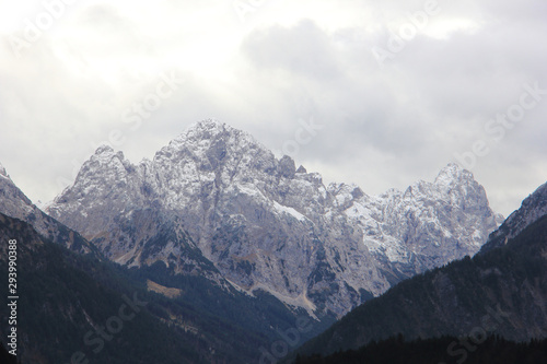 Snow mountain peak, mountain range in Austria