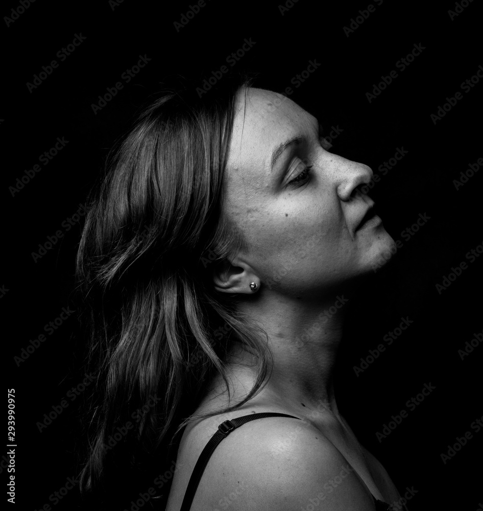 Young Woman Showing Expresion Black & White Isolated Young Woman Showing Expresion Black & White Isolated