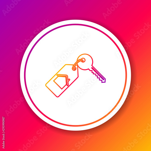 Color line House with key icon isolated on color background. The concept of the house turnkey. Circle white button. Vector Illustration