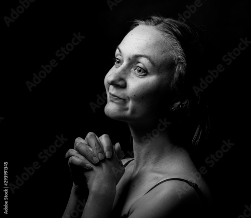 Young Woman Showing Expresion Black & White Isolated  © kamil