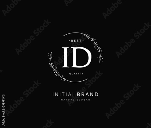 I D ID Beauty vector initial logo, handwriting logo of initial signature, wedding, fashion, jewerly, boutique, floral and botanical with creative template for any company or business.