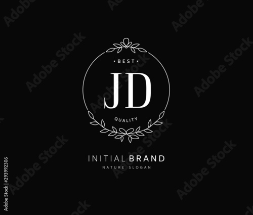 J D JD Beauty vector initial logo, handwriting logo of initial signature, wedding, fashion, jewerly, boutique, floral and botanical with creative template for any company or business.