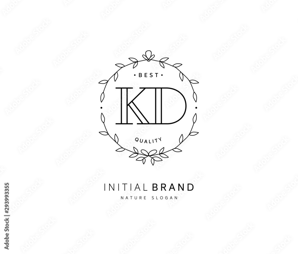 K D KD Beauty vector initial logo, handwriting logo of initial signature, wedding, fashion, jewerly, boutique, floral and botanical with creative template for any company or business.