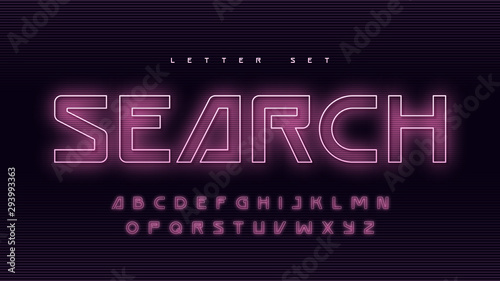 Glowing holographic uppercase letter set, vector alphabet, typography