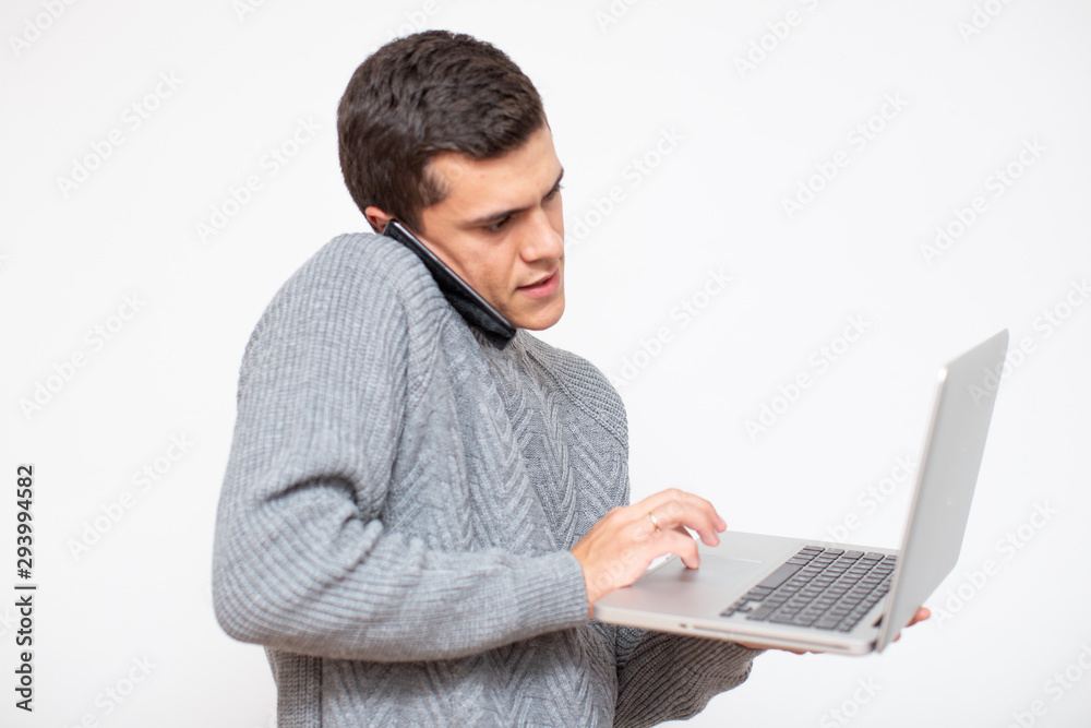 Man working at Computer in his office. Man working at Computer in his office.