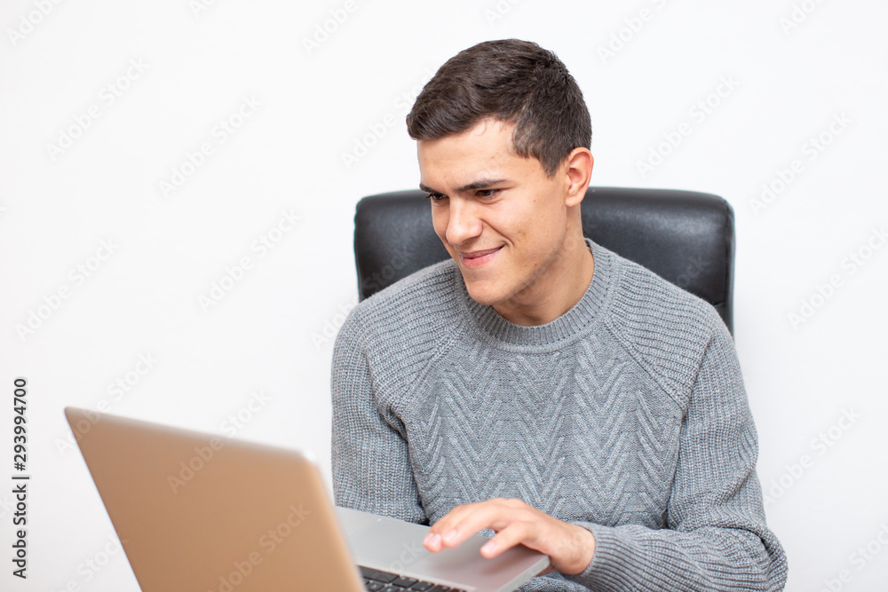 Man working at Computer in his office. Man working at Computer in his office.