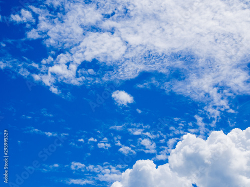 Blue sky and wispy white clouds at a sunny day