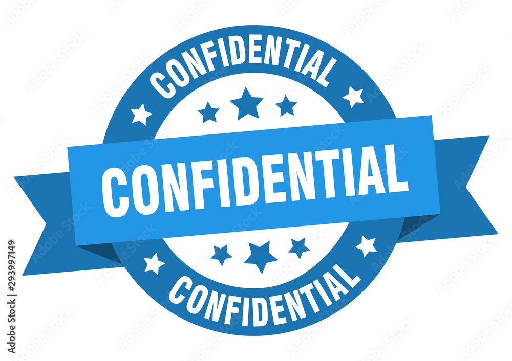 confidential ribbon. confidential round blue sign. confidential