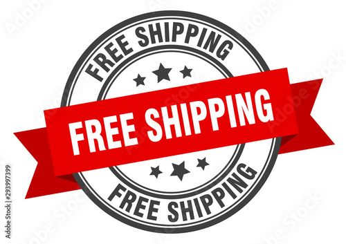 free shipping label. free shipping red band sign. free shipping