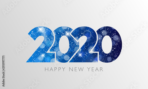 Happy New Year 2020 text design. Vector illustration.